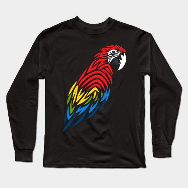 Tribal Macaw Long Sleeve T-Shirt by albertocubatas